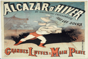 Plakat für ein Wrestling-Event mit zwei Kämpfern und Textbeschreibung.