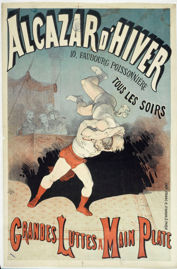 Plakat für ein Wrestling-Event mit zwei Kämpfern und Textbeschreibung.