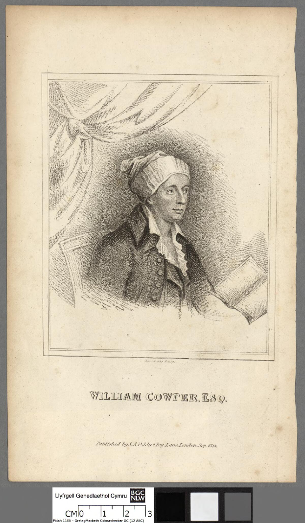 Ein Porträt einer Frau mit Text am unteren Rand des Papiers, betitelt mit "Das Leben und die Zeiten von William Cower".