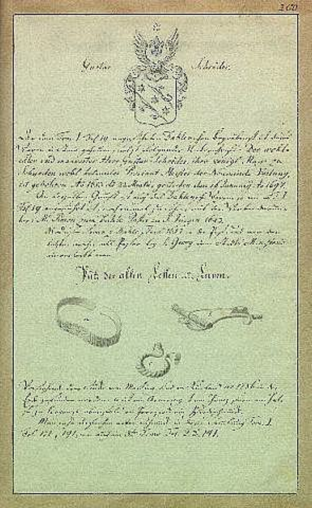 Ein altes Dokument mit einer Zeichnung eines Männergesichts, unterzeichnet vom deutschen Kaiser Wilhelm II. im Jahr 1811, wahrscheinlich ein Heiratsurkunde.