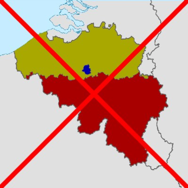Karte von Deutschland in grünen, roten und blauen Tönen mit einem weißen Hintergrund, markiert mit einem roten Kreuz in der Mitte.