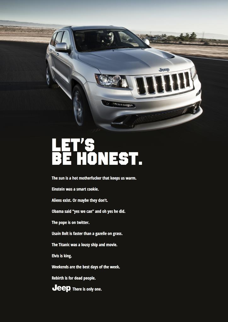 Ein Auto mit darunter angeführten Textzitaten.