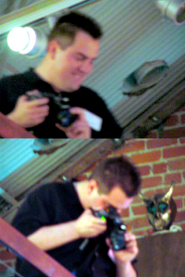 Ein Collage von Männern mit Kameras in ihren Händen.