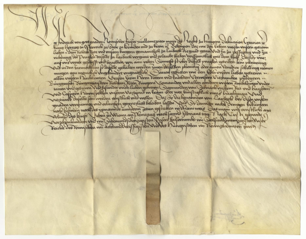 Gelbes Papier mit schwarzer Tinte Handschrift, ein deutscher Regierungsbrief, der die Freigabe einer Petition für den Tod eines Mannes anfordert.